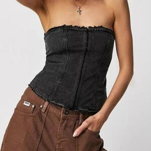 Free People Denim Corset Top NTW
